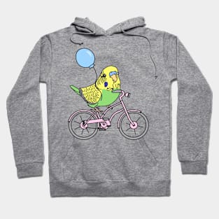 green budgie on a bike Hoodie